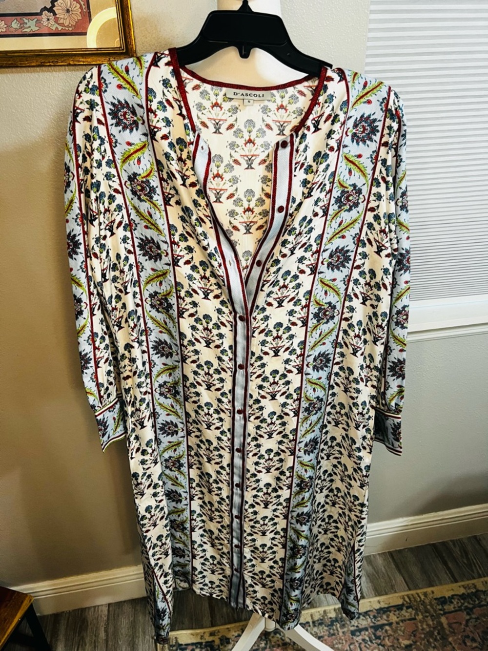 D'Ascoli Silk Shirtdress Button down
Small S Floral stripes - Picture 3 of 15